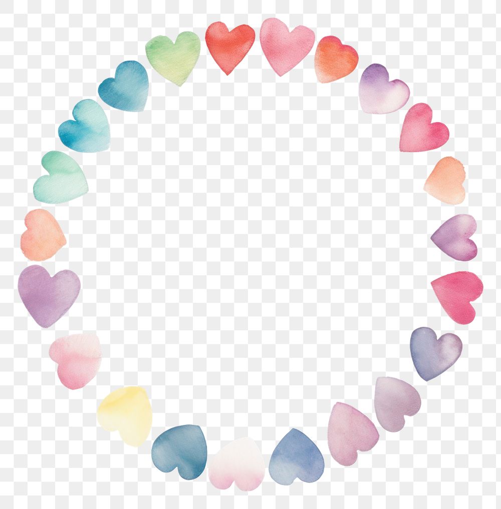 PNG Heart circle border pattern petal white background. AI generated Image by rawpixel.