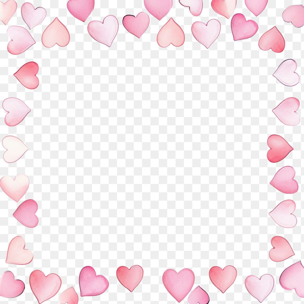 PNG Pink hearts square border backgrounds pattern petal. AI generated Image by rawpixel.