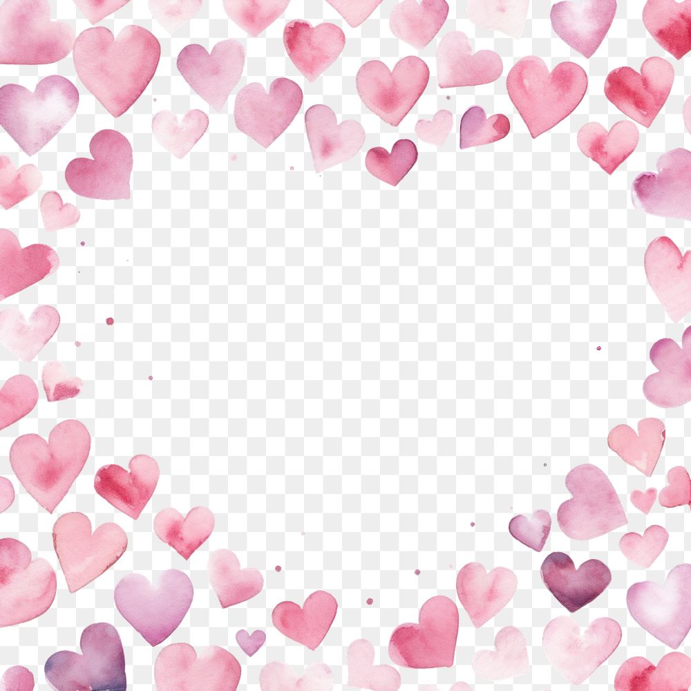 PNG Pink hearts heart shape border backgrounds pattern petal. AI generated Image by rawpixel.