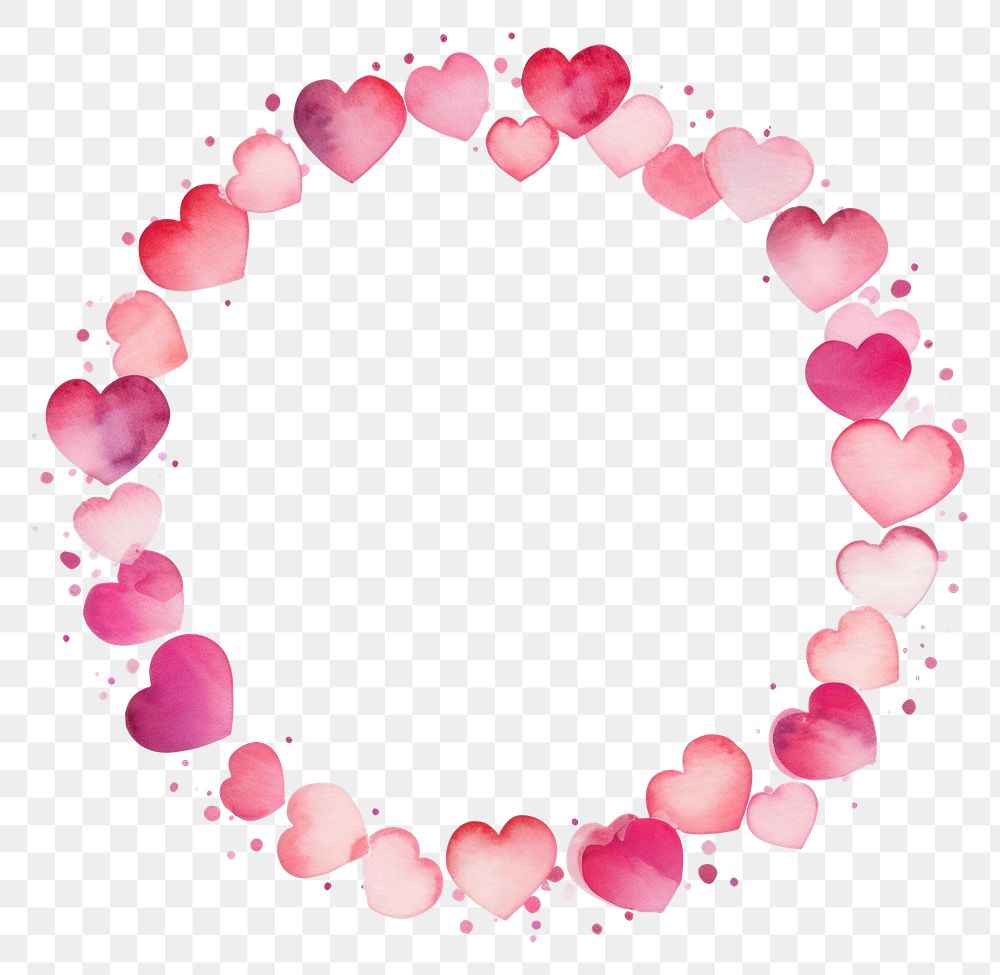 PNG Pink hearts circle border pattern petal white background. AI generated Image by rawpixel.