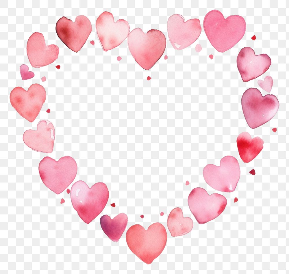 PNG Pink hearts heart shape border pattern petal white background