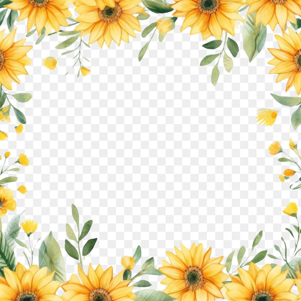 PNG Little sunflower square border pattern backgrounds plant. AI generated Image by rawpixel.