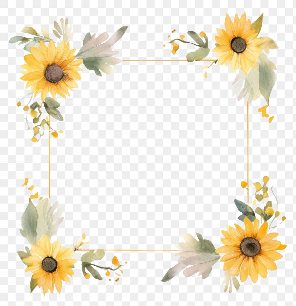 PNG Little sunflower square border backgrounds pattern plant. AI generated Image by rawpixel.