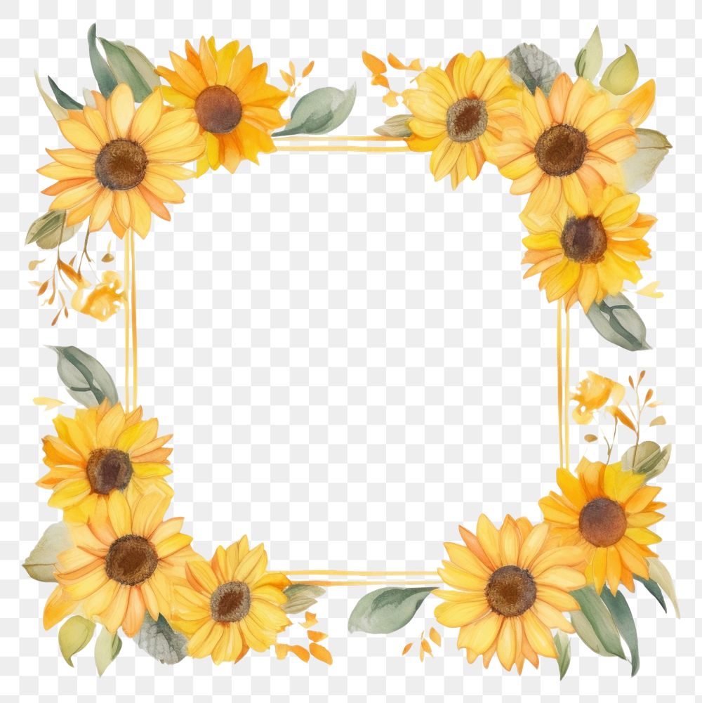 PNG Little sunflower square border pattern plant inflorescence. AI generated Image by rawpixel.