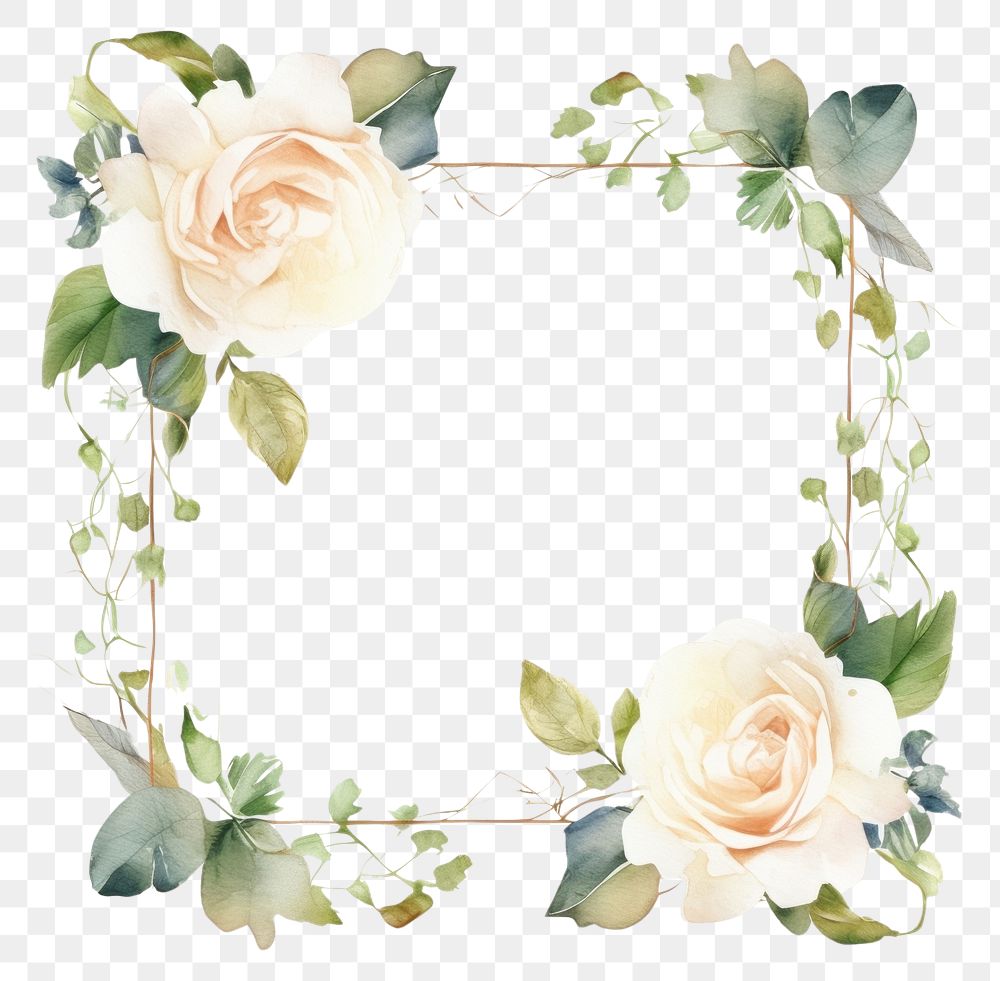 PNG Little white rose square border pattern flower plant. AI generated Image by rawpixel.