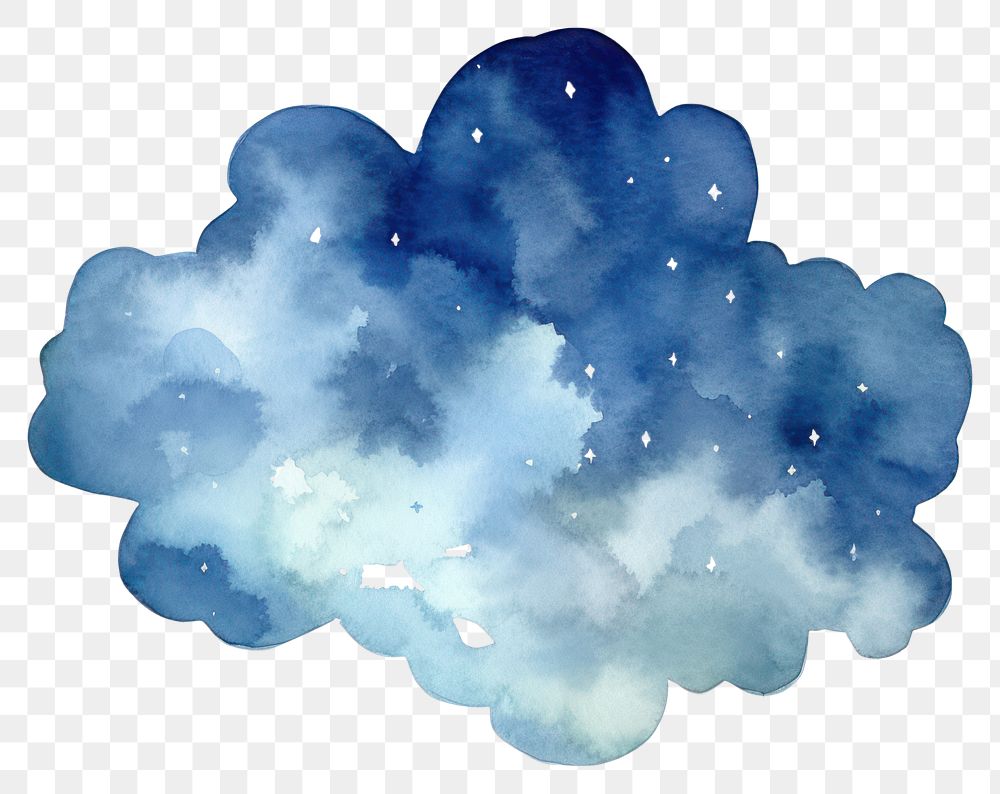 PNG  Dark blue cloud star sky white background. AI generated Image by rawpixel.