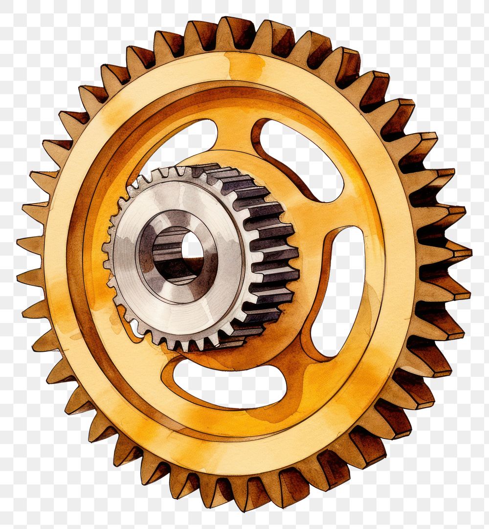 PNG  Gear wheel white background clockworks. AI generated Image by rawpixel.
