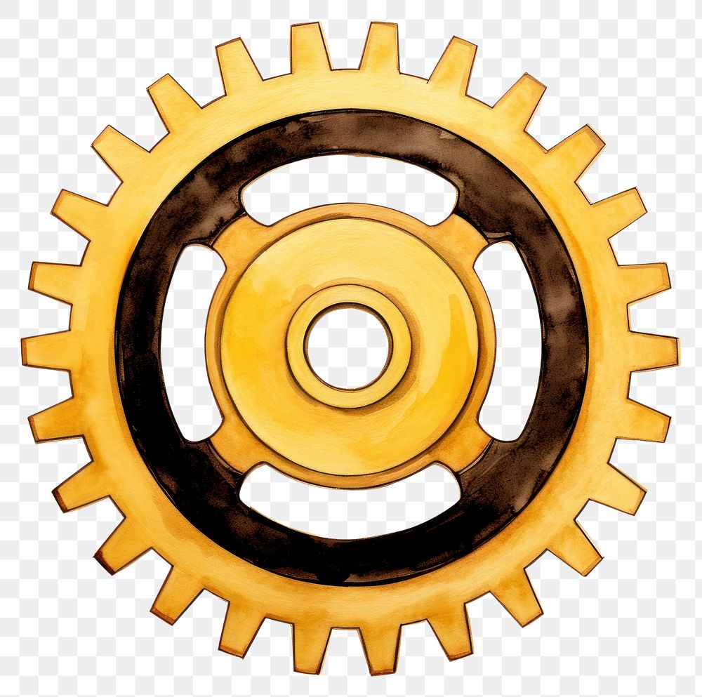 PNG  Gear wheel gold white background. AI generated Image by rawpixel.