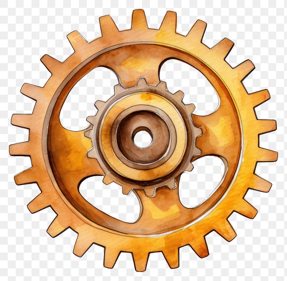 PNG  Gear wheel gold white background
