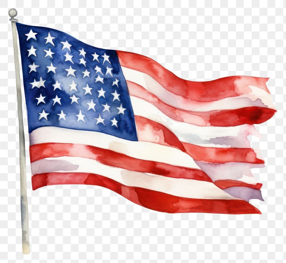 PNG  America watercolor flag white background independence. AI generated Image by rawpixel.