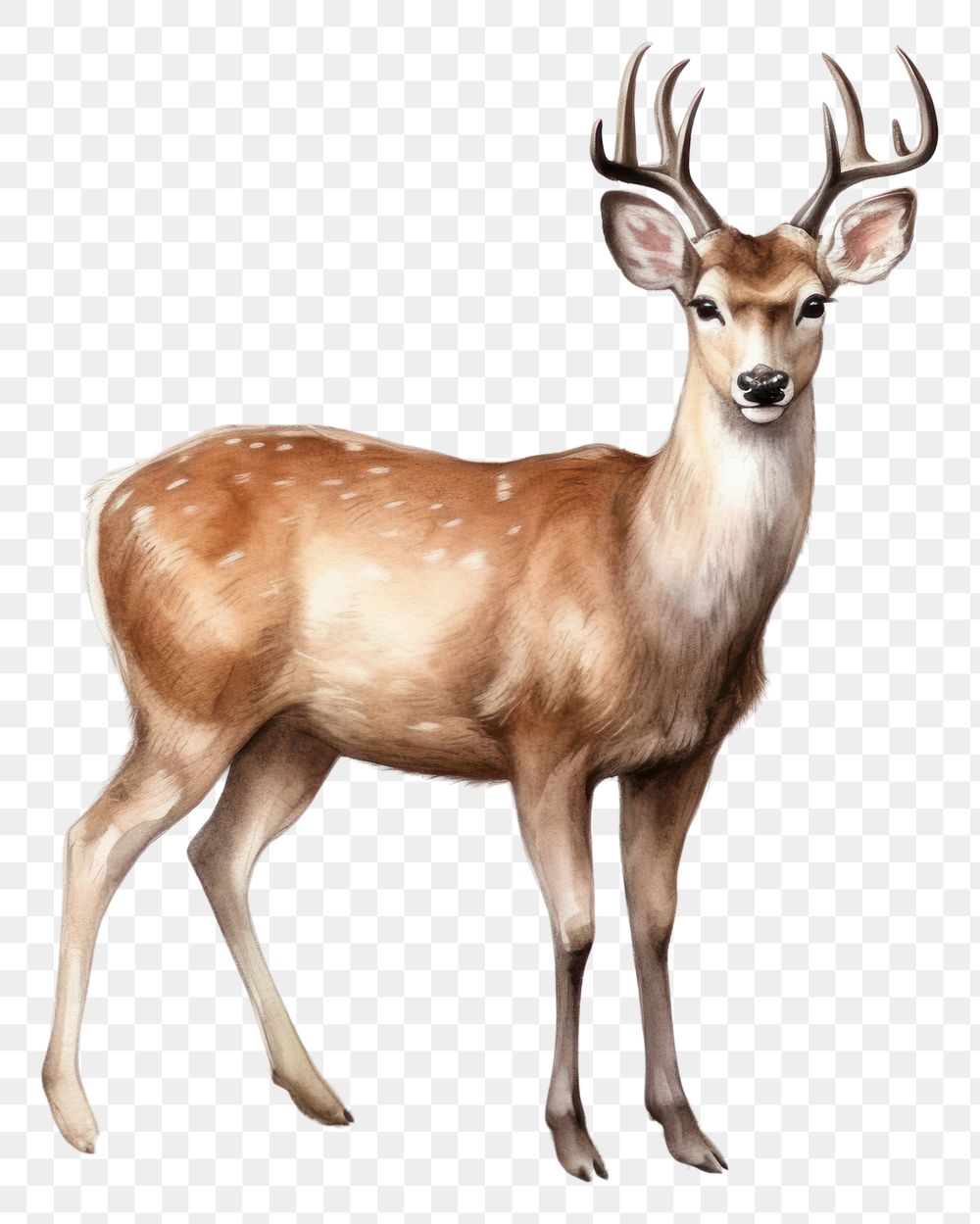 PNG  Deer Realistic watercolor wildlife animal mammal. AI generated Image by rawpixel.