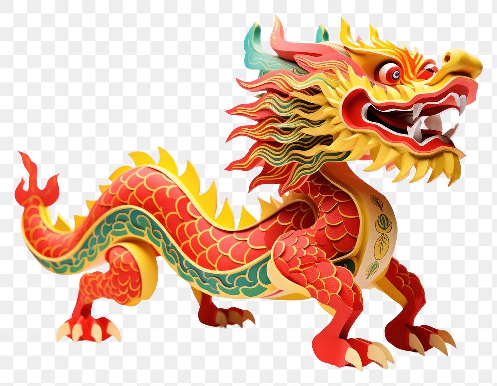 PNG Chinese new year dragon craft white background