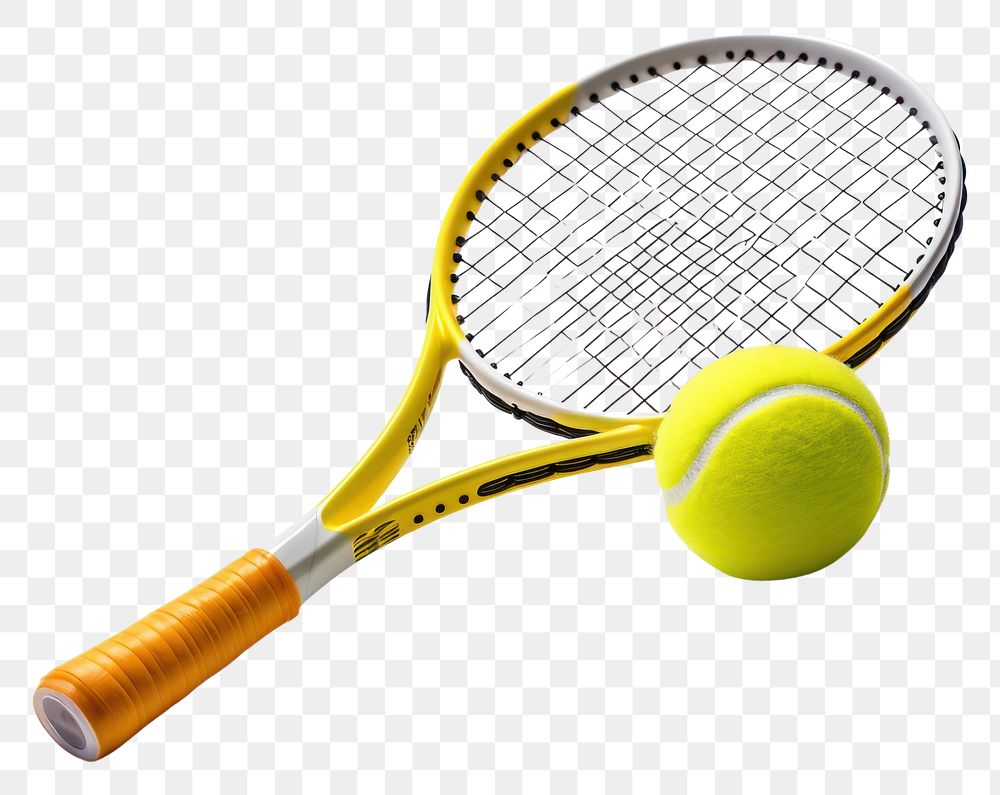 PNG Tennis racket with a Tennis ball tennis sports white background. AI generated Image by rawpixel.