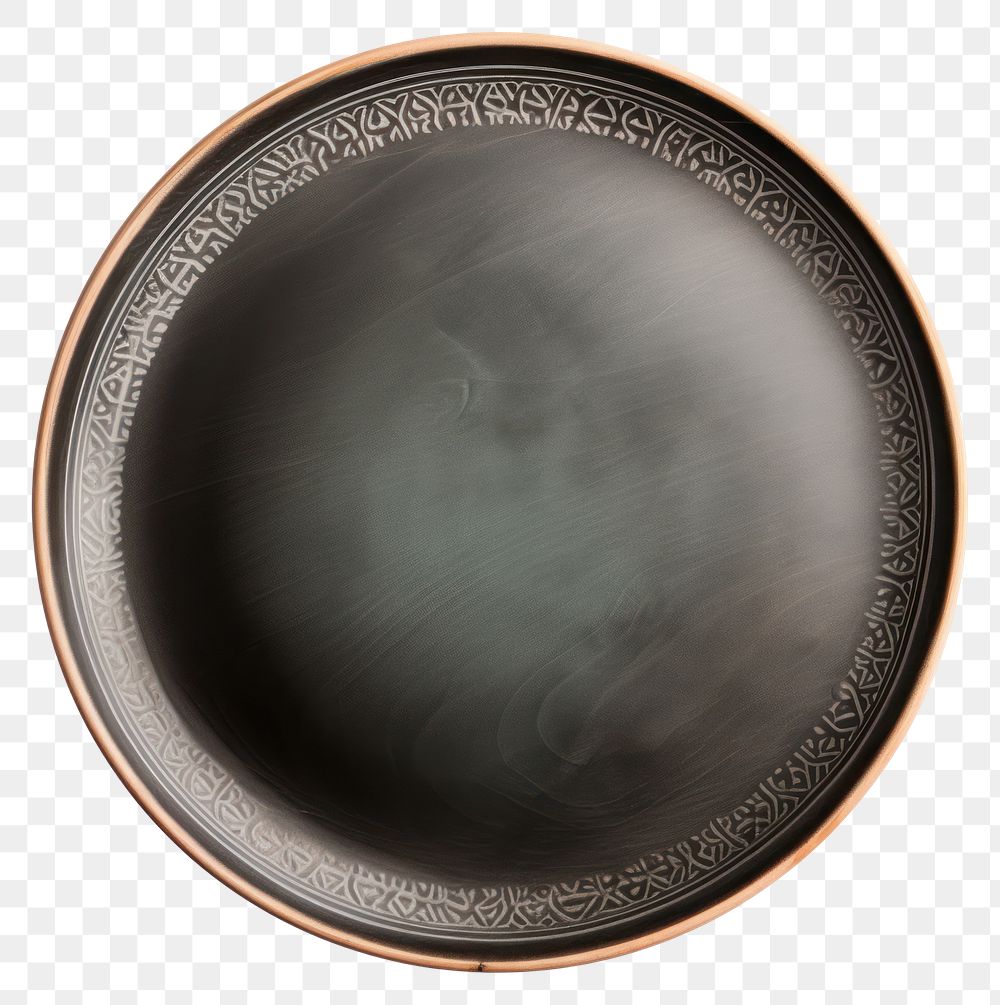 PNG Top view ceramic round black plate white background dishware platter. AI generated Image by rawpixel.