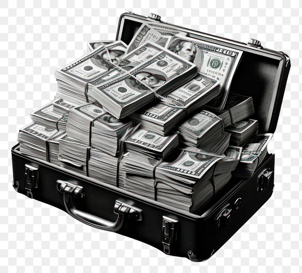 PNG Pile of money in the suitecase investment currency suitcase