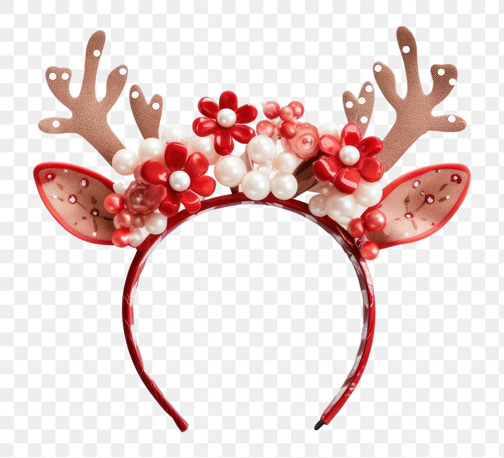 PNG Reindeer headband christmas red white background. AI generated Image by rawpixel.