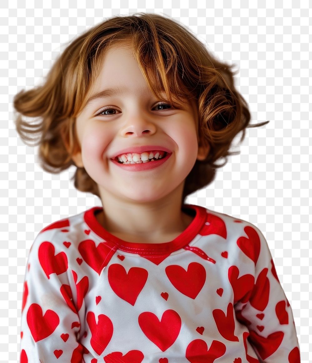 PNG Kid wearing heart-shaped matching shirts portrait smiling smile.