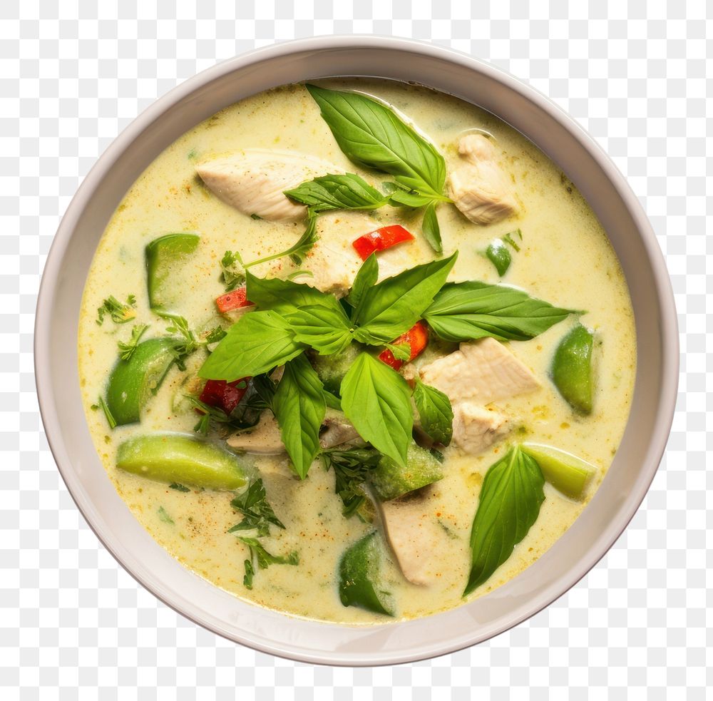 PNG Thai green curry food soup meal.
