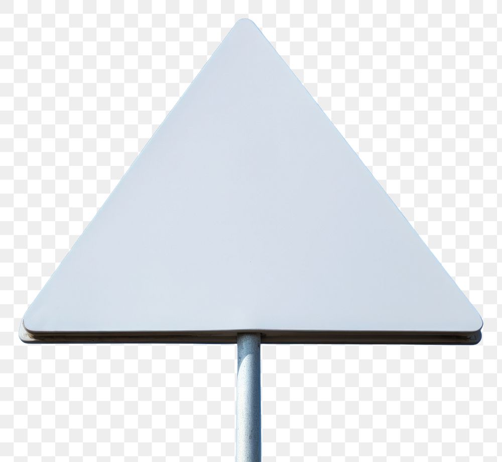 PNG Blank white traingle traffic sign attached metal pole sky outdoors symbol.