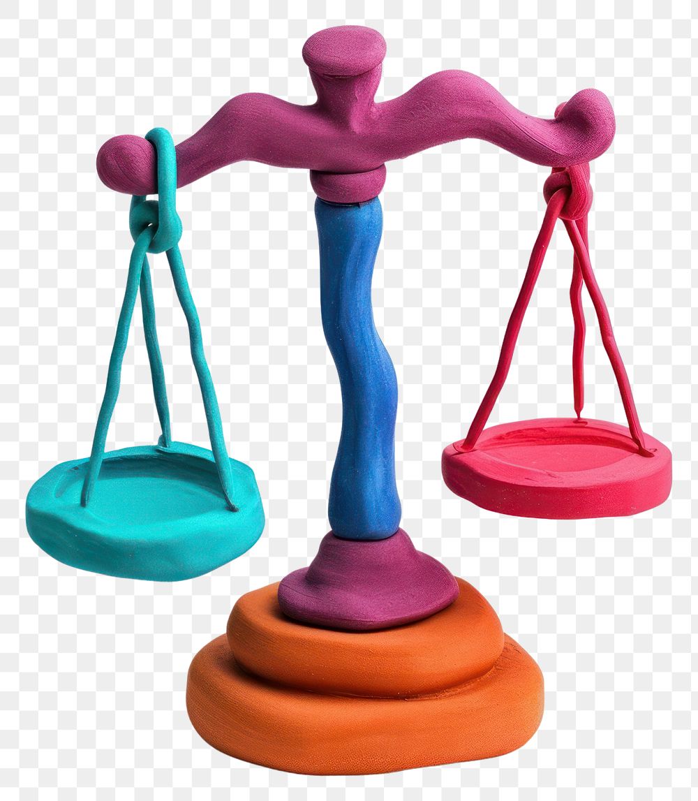PNG Clay 3d legal justice balance scale toy white background representation.