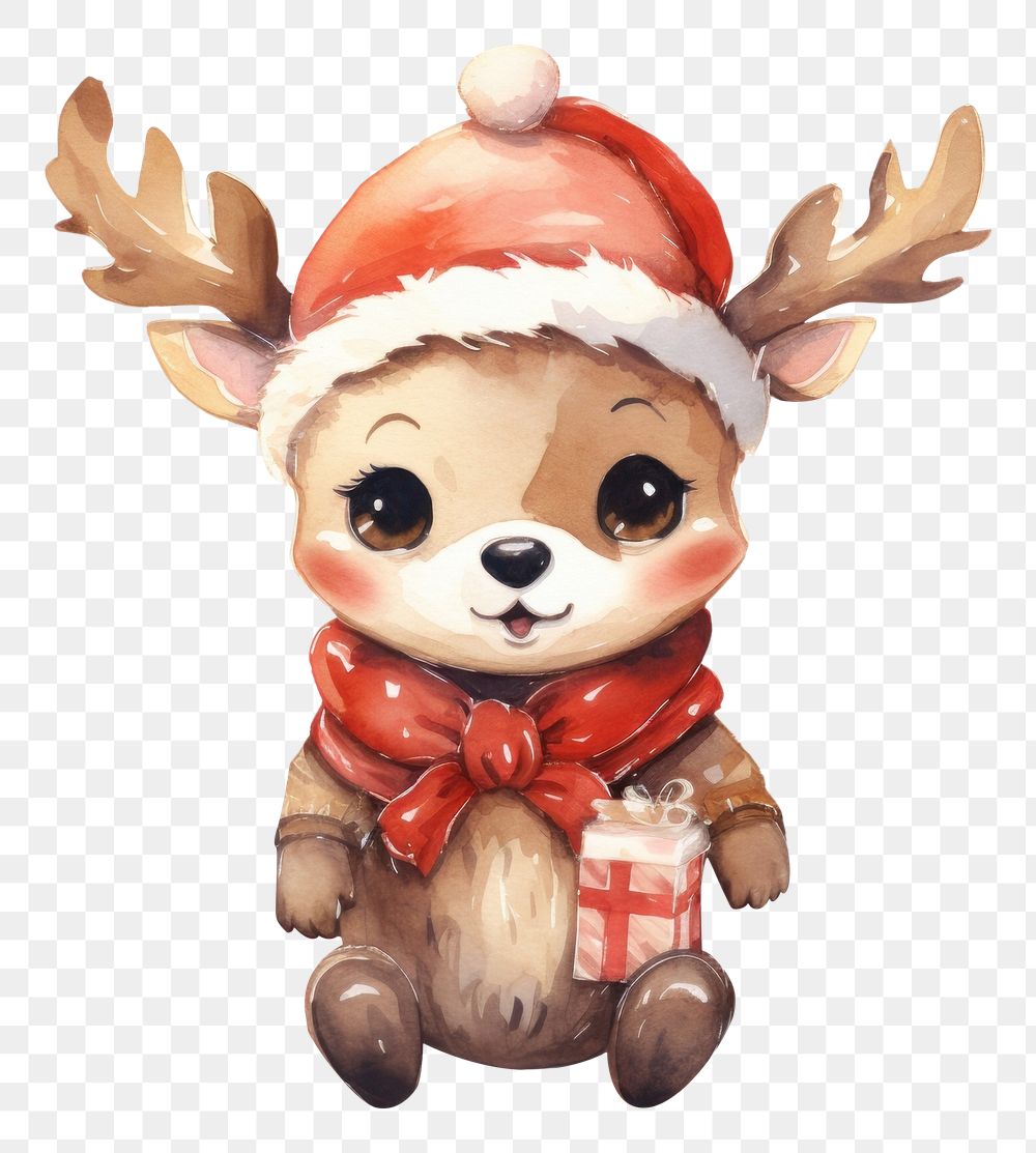 PNG Cute baby reindeer christmas drawing winter. AI generated Image by rawpixel.