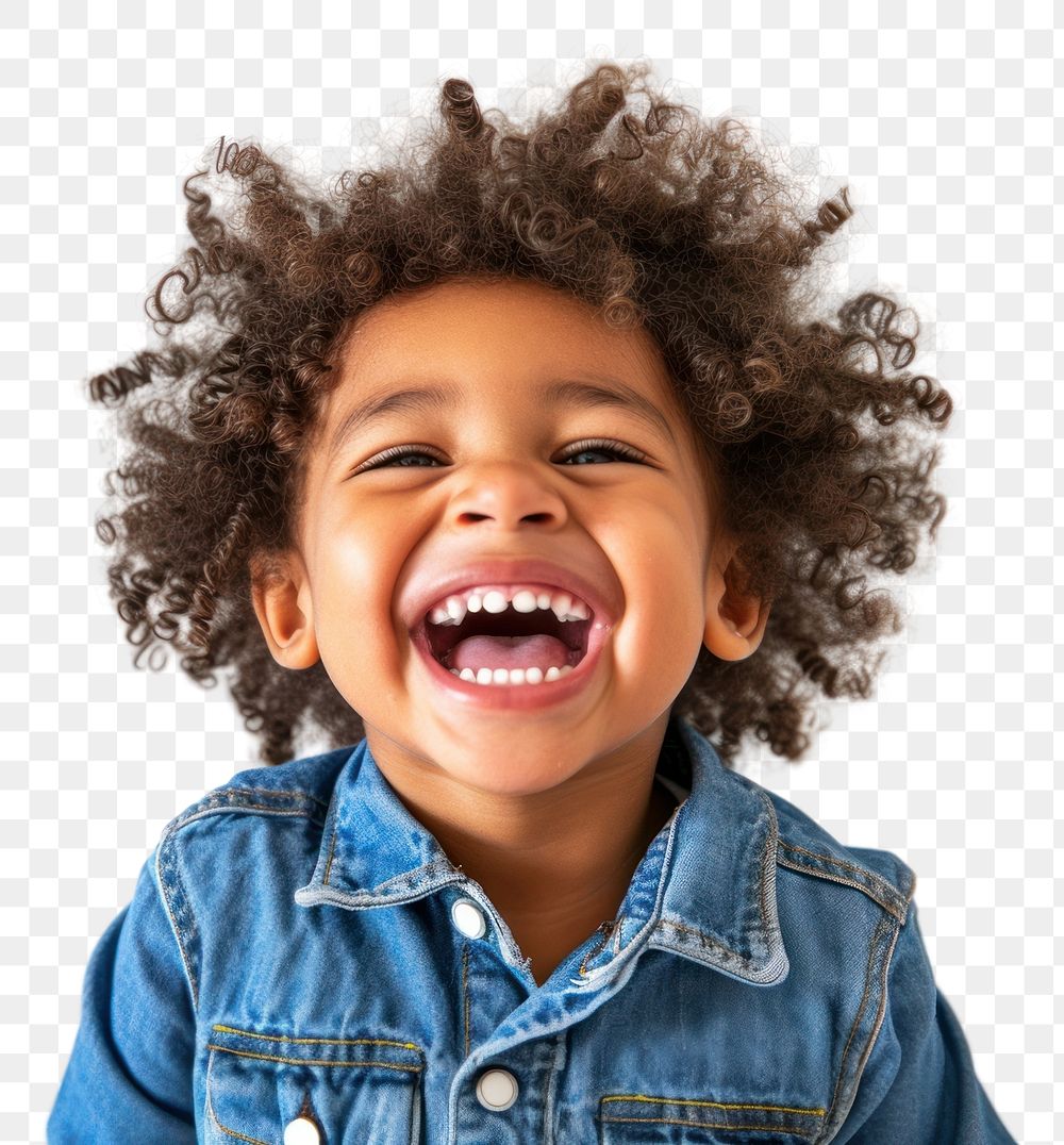 PNG Black child laughing portrait smile.