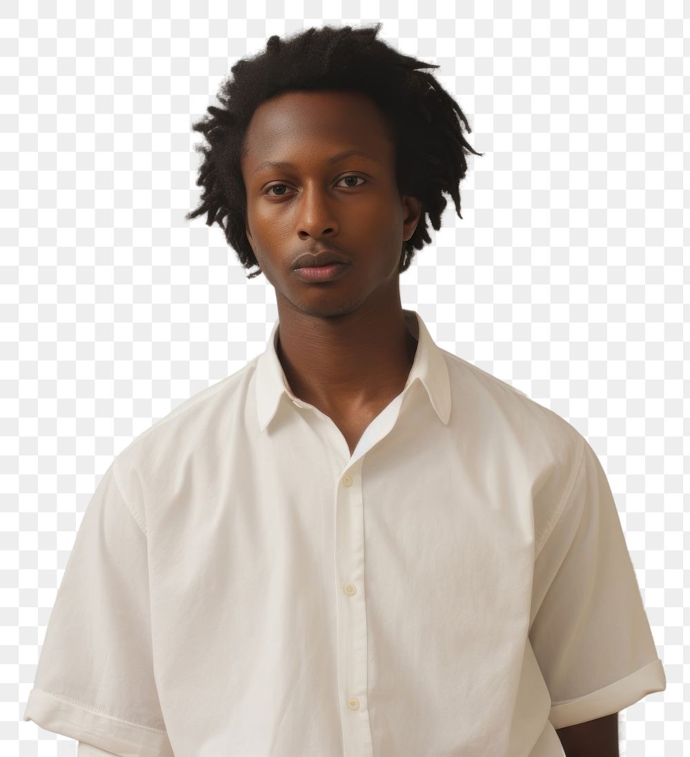 PNG  A portrait of black man shirt adult white.