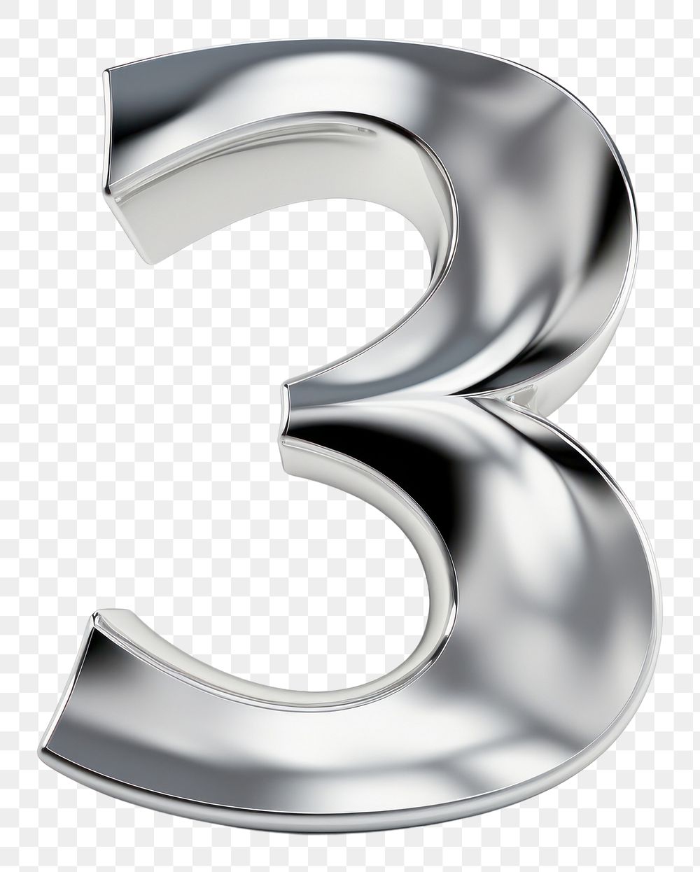 PNG 3 number letter Chrome material text white background circle.