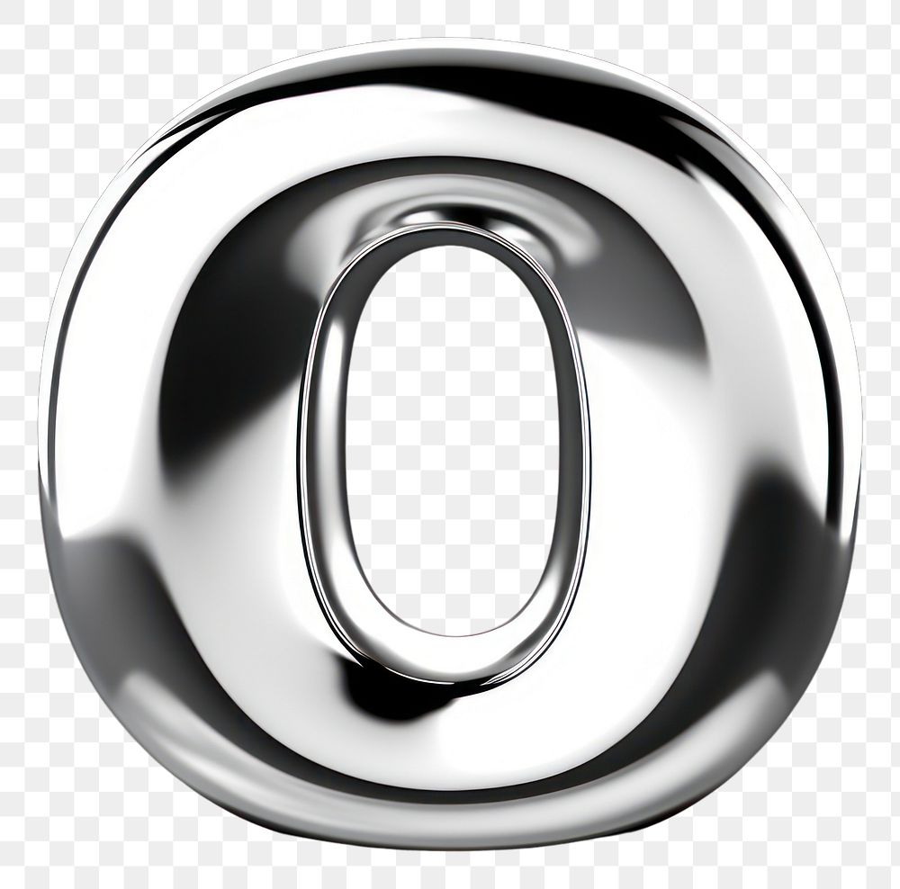 PNG 0 number letter Chrome material platinum silver monochrome.