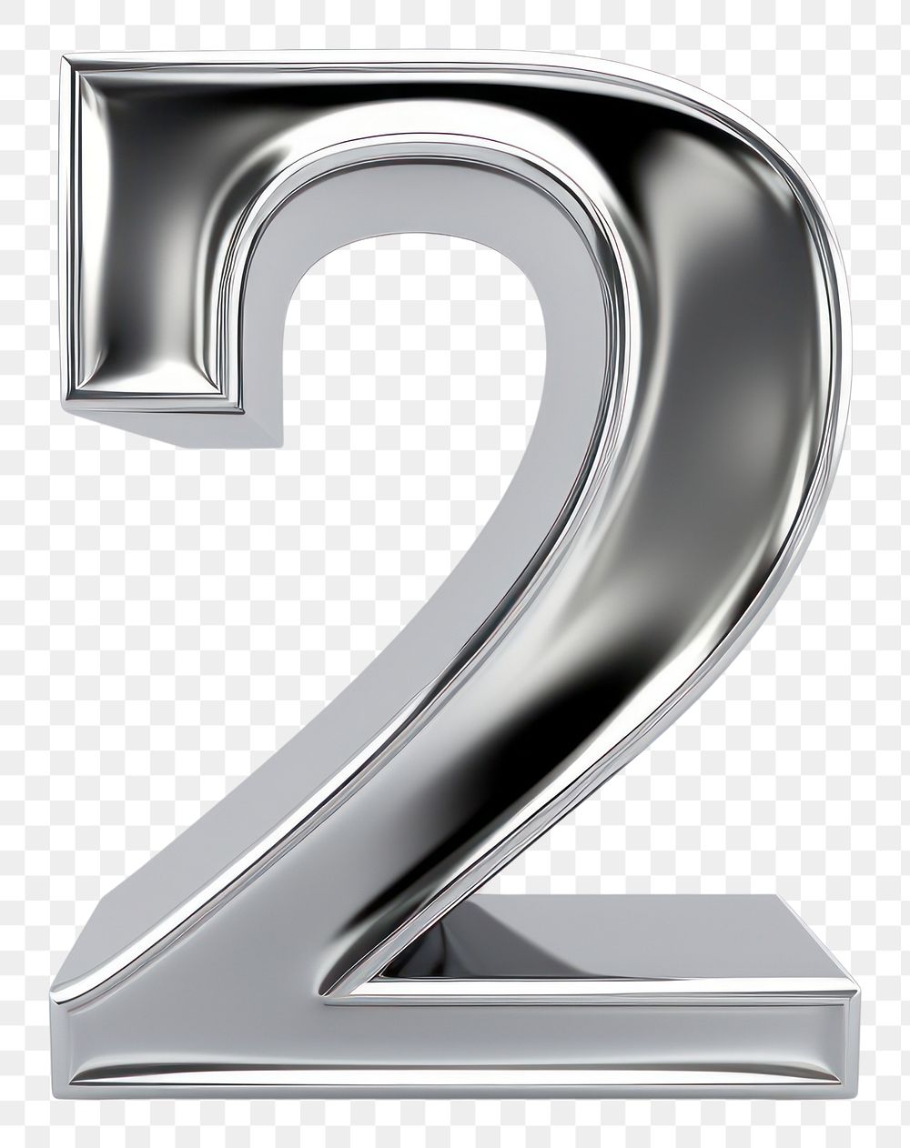 PNG 7 number letter Chrome material text white background silver.