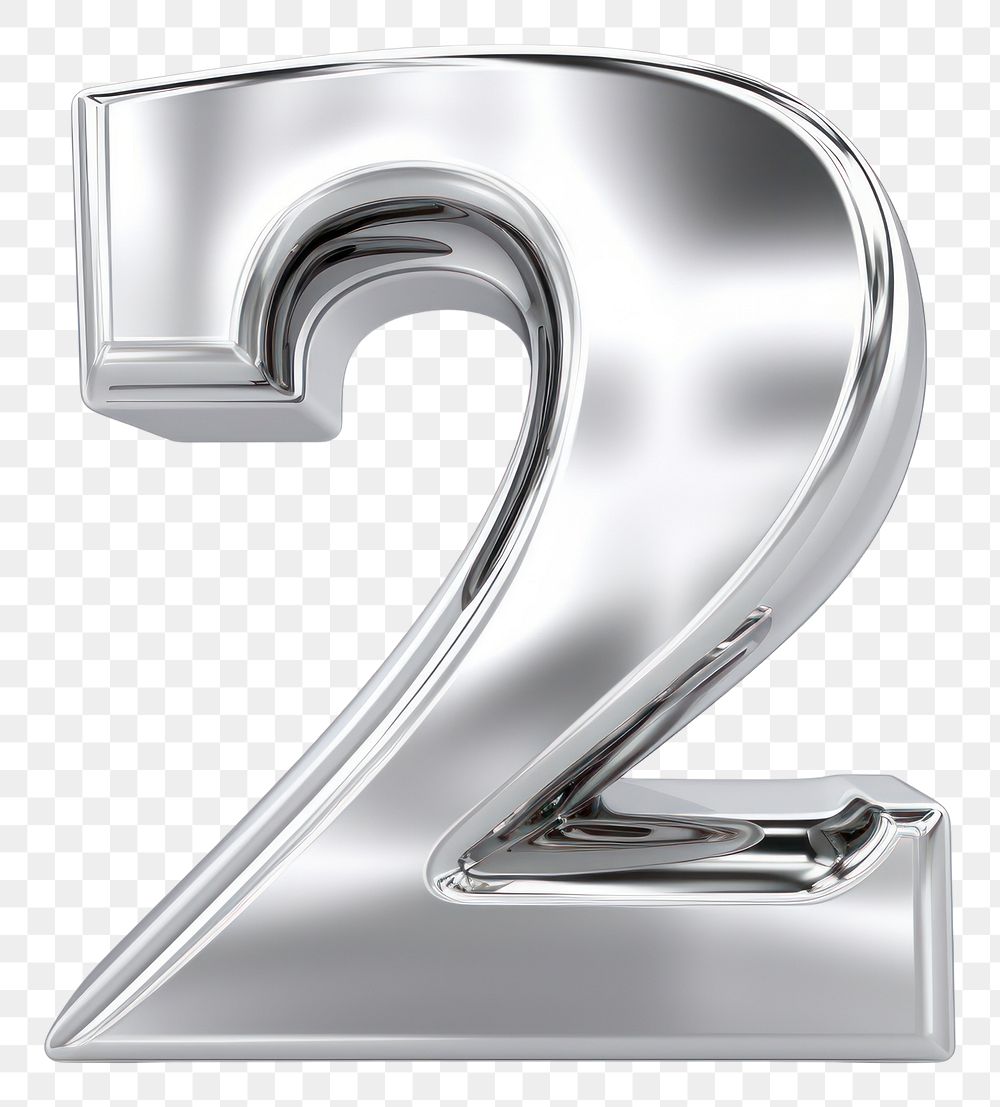 PNG 7 number letter Chrome material white background weaponry silver.