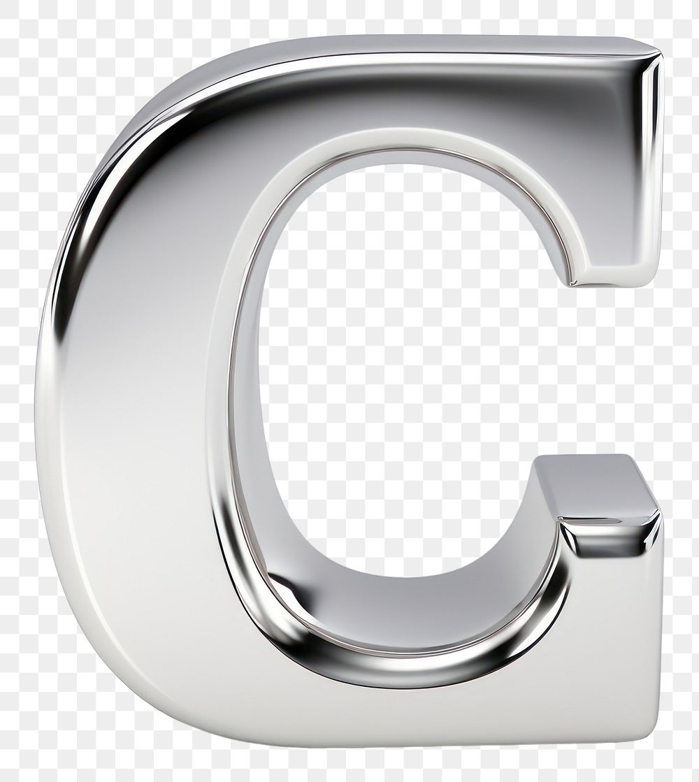 PNG C letter shape Chrome material text white background circle.