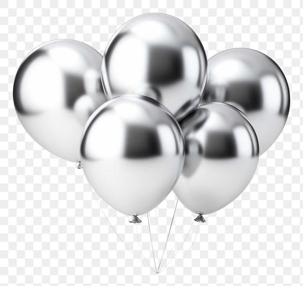 PNG Balloons Chrome material white background celebration anniversary.