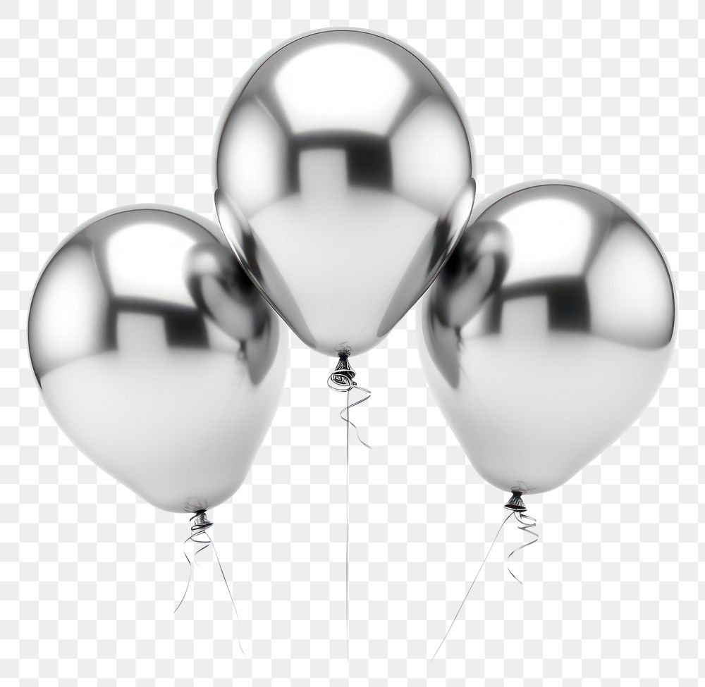 PNG Balloons Chrome material white background celebration anniversary