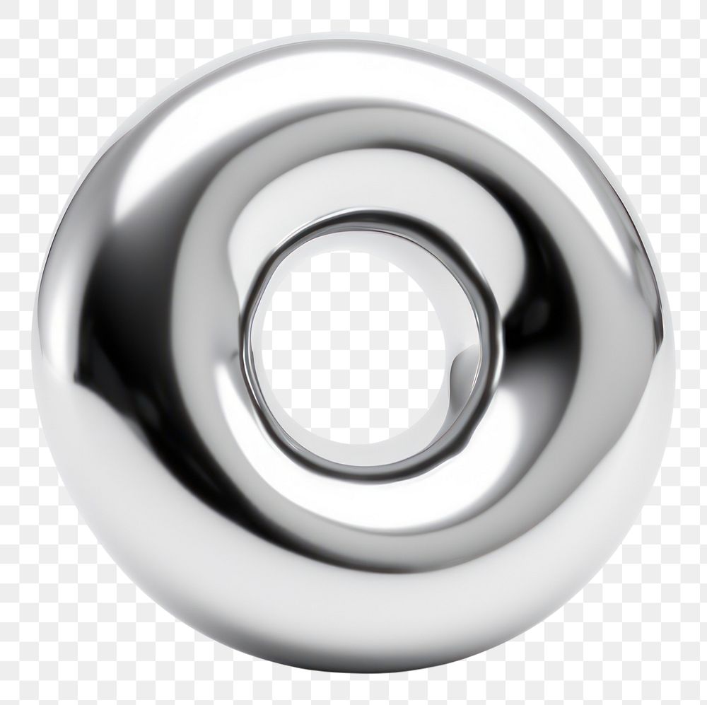 PNG Donut Chrome material silver steel white background.