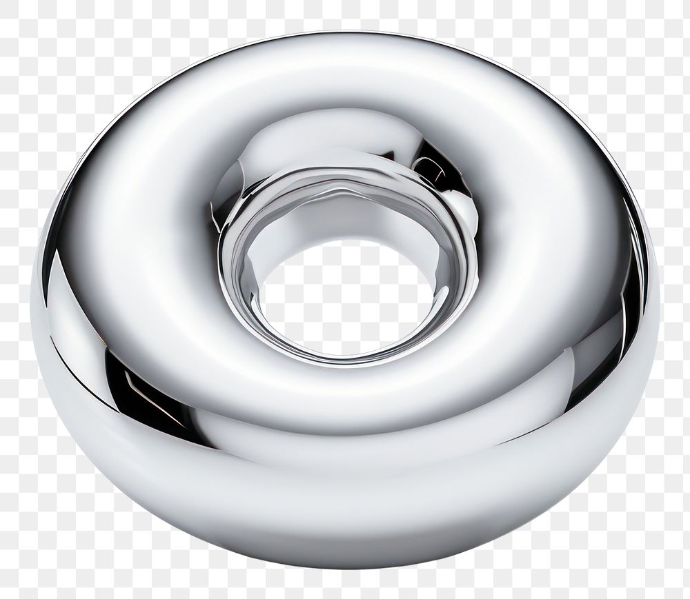 PNG Donut Chrome material silver white background simplicity.