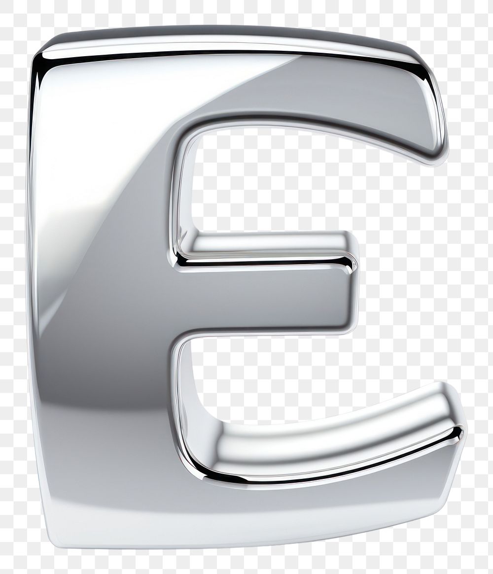 PNG E letter shape Chrome material text white background accessories.