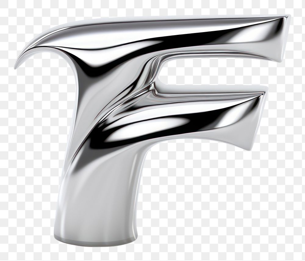 PNG F letter shape Chrome material white white background weaponry.
