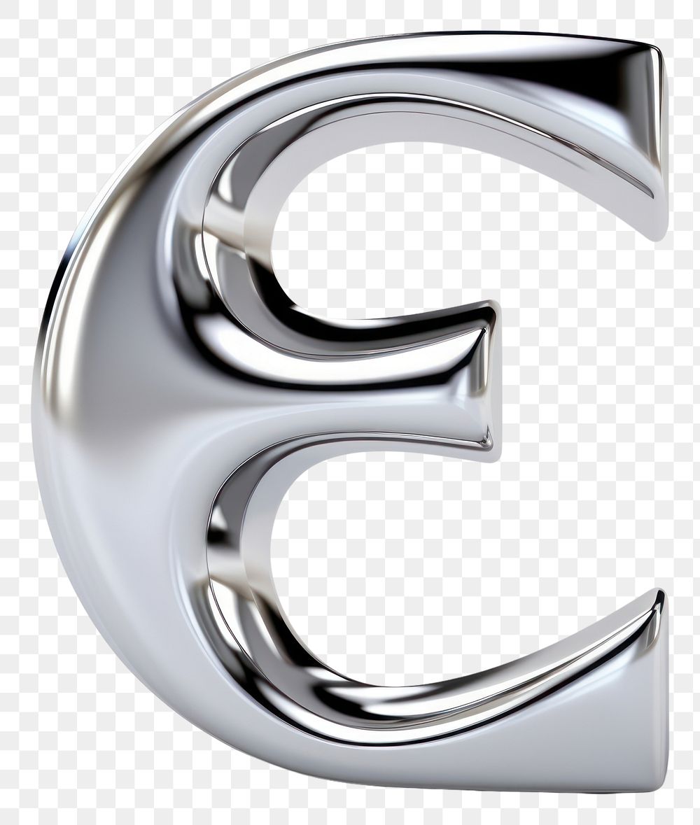 PNG F letter shape Chrome material text white background circle.