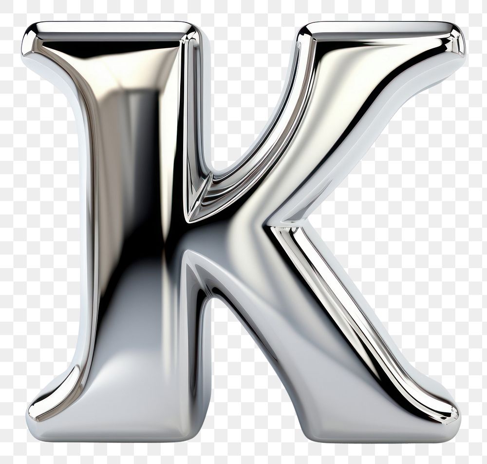 PNG K letter shape Chrome material text white background weaponry.