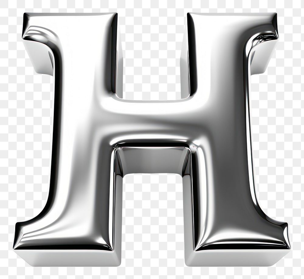 PNG H letter shape Chrome material text white background alphabet.