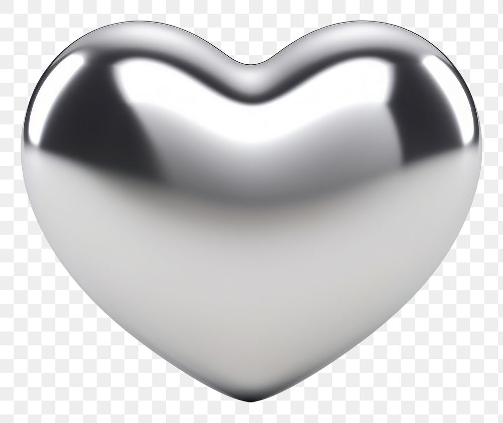 PNG Heart Chrome material white background jewelry silver.