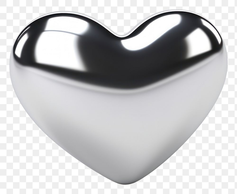 PNG Heart shape Chrome material white background electronics hardware.