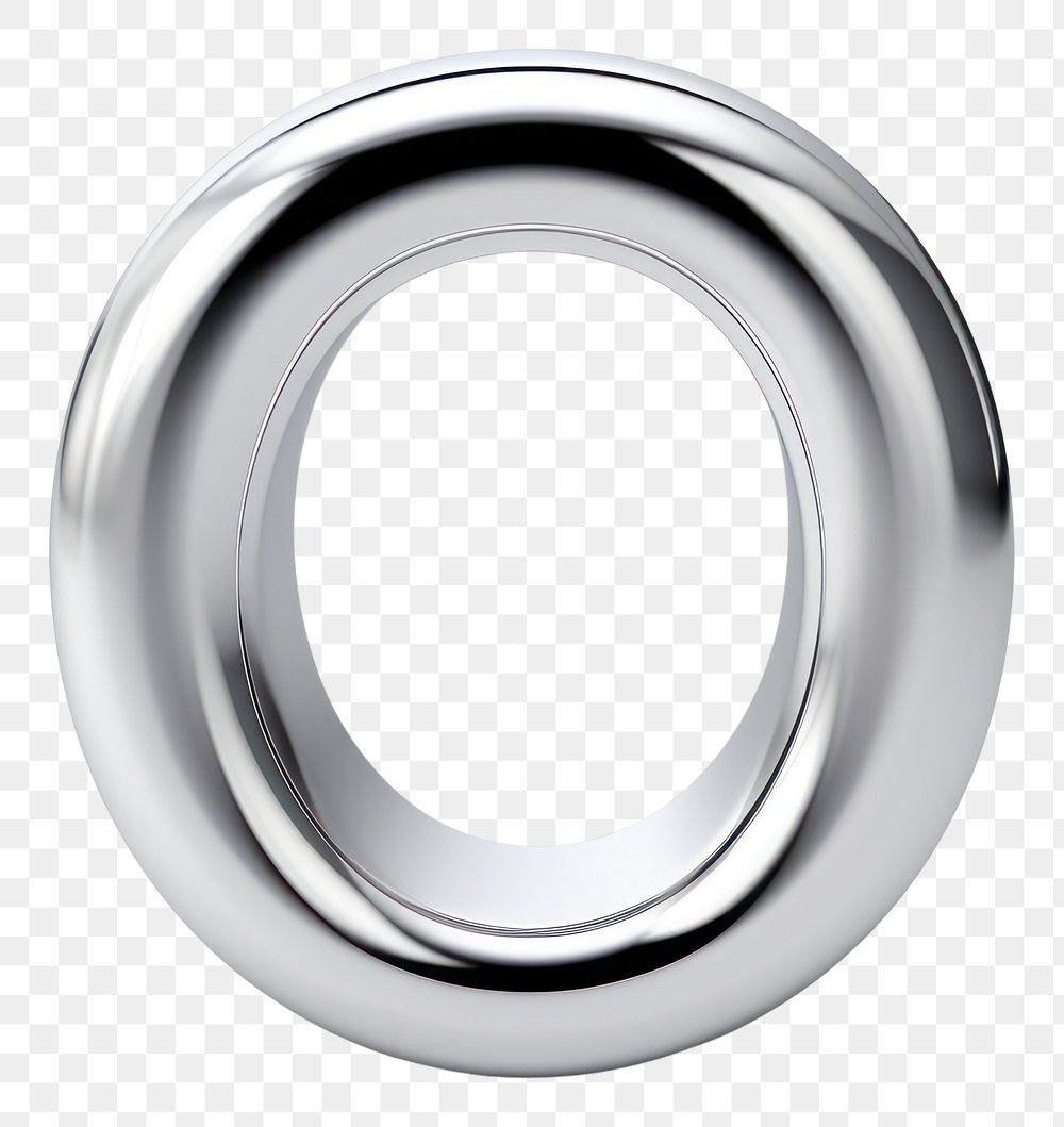 PNG O letter shape Chrome material platinum jewelry silver.