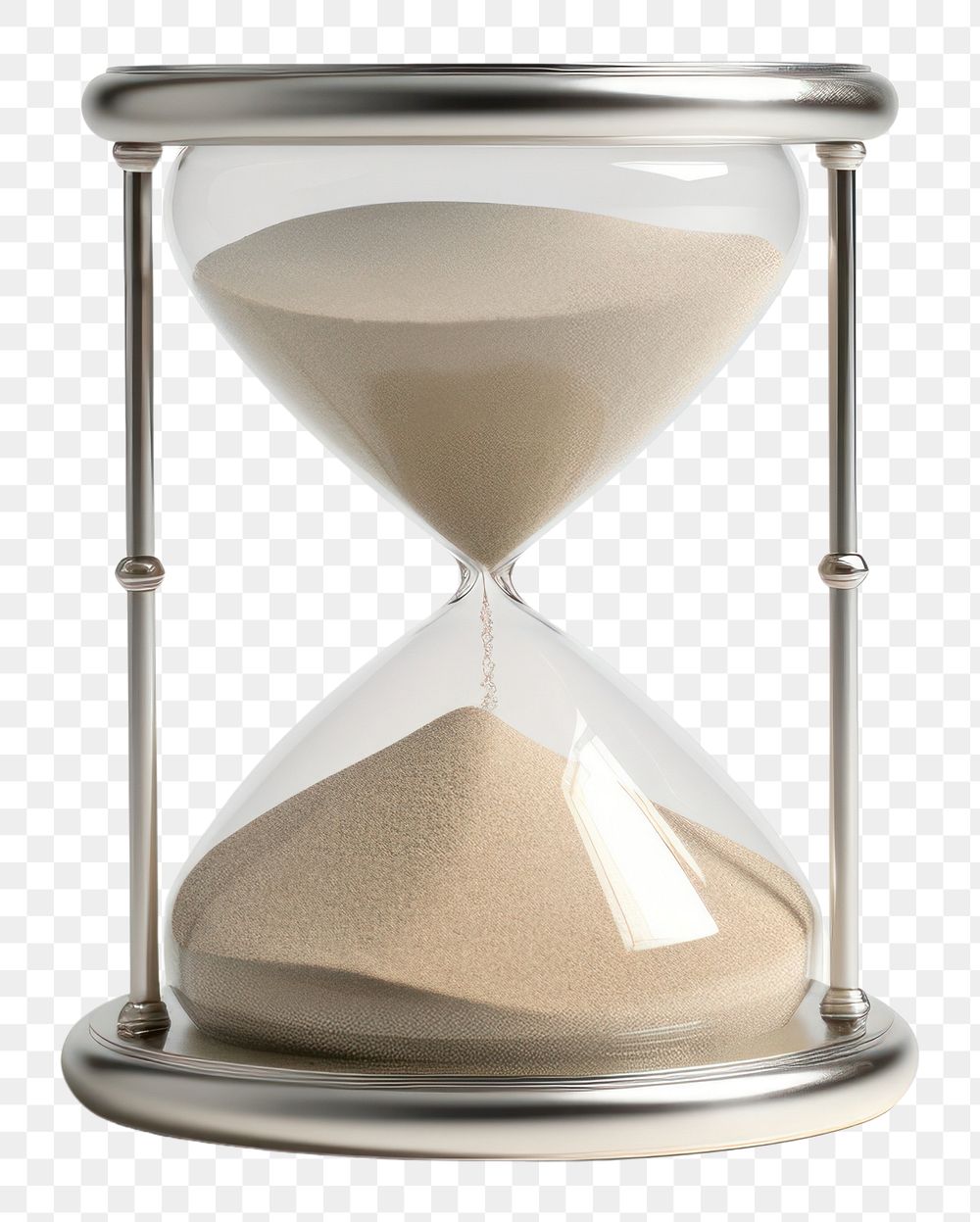 PNG Sand clockChrome material white background hourglass deadline.