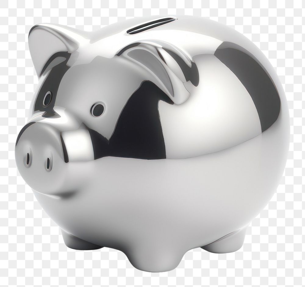 PNG Piggy bank Chrome material white background investment currency.