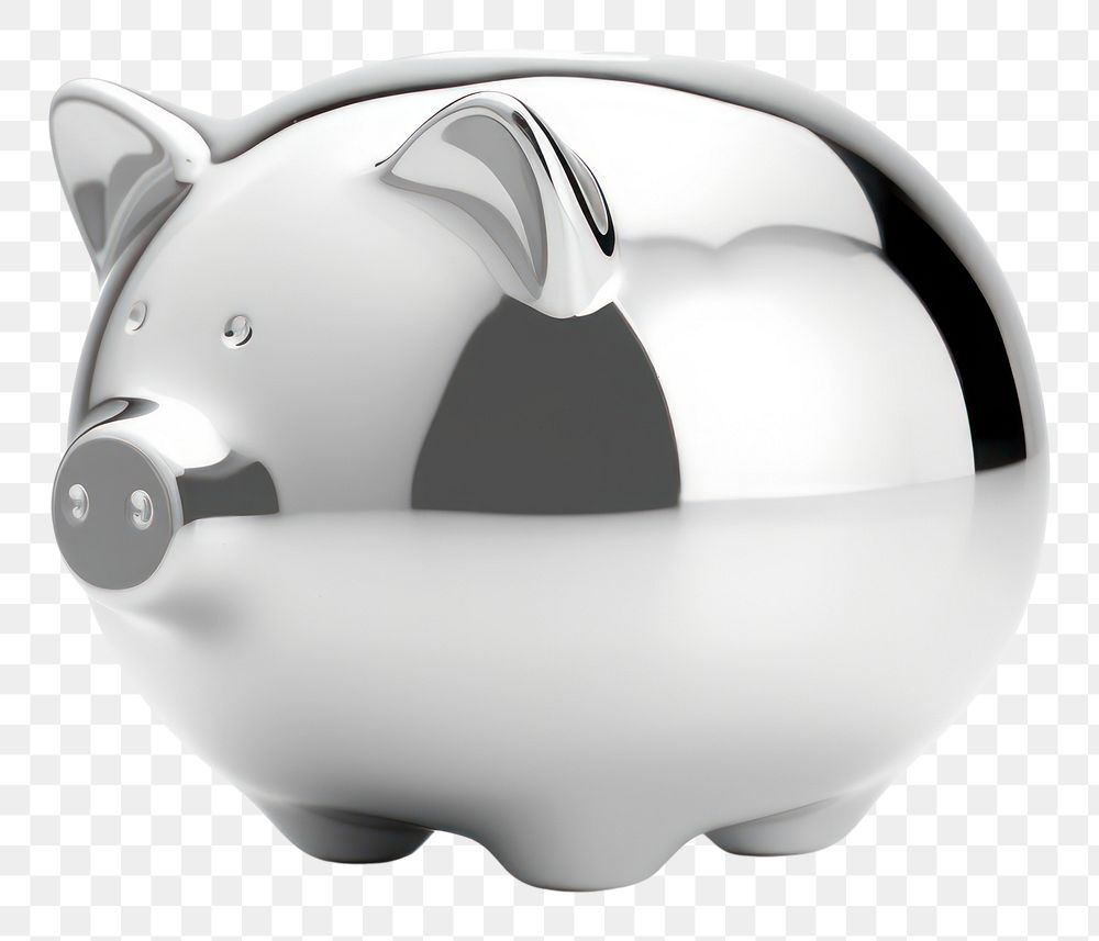 PNG Piggy bank Chrome material white background representation electronics.