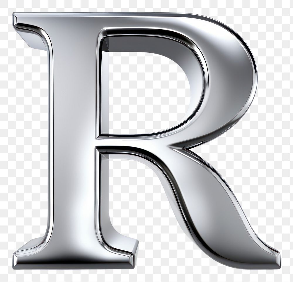 PNG R letter shape Chrome material text white background appliance.