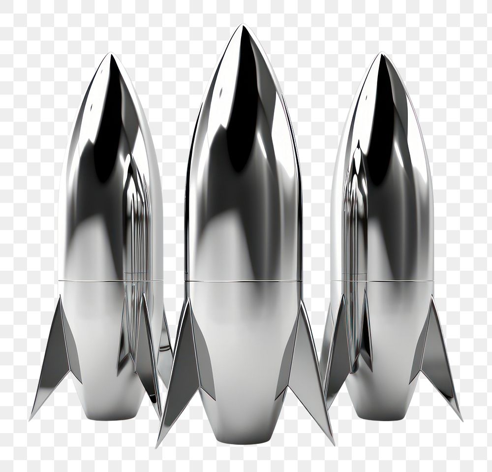 PNG Solid rocket Chrome material white background ammunition lighting.