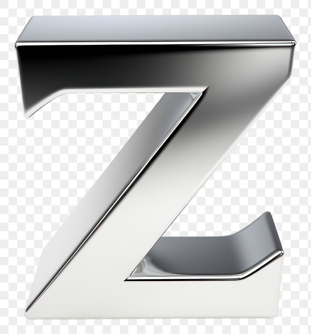 PNG Z letter shape Chrome material text white background letterbox.